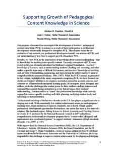 Supporting Growth Of Pedagogical Content Knowledge In Science